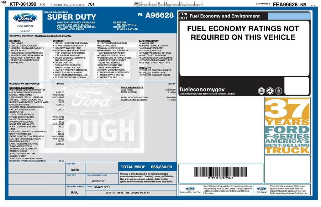 2015 Ford Super Duty F-350 SRW Platinum