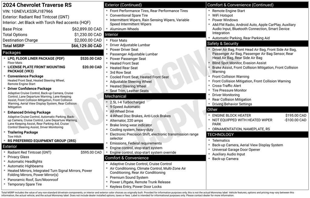 2024 Chevrolet Traverse RS