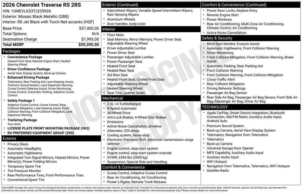 2026 Chevrolet Traverse RS