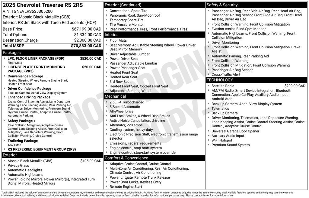2025 Chevrolet Traverse RS