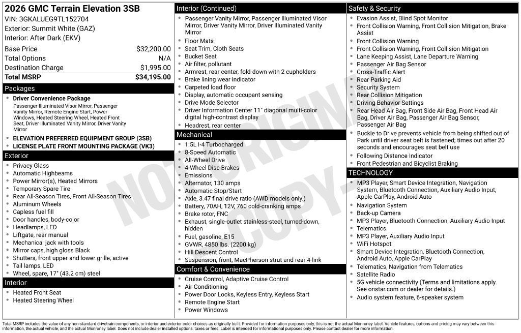2026 GMC Terrain Elevation