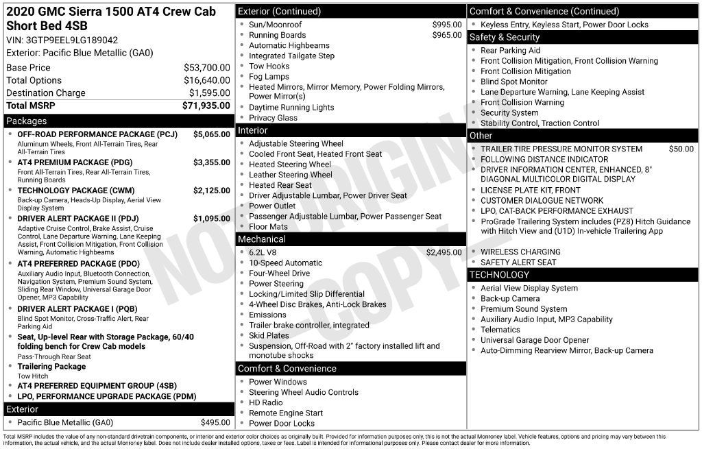 2020 GMC Sierra 1500 AT4