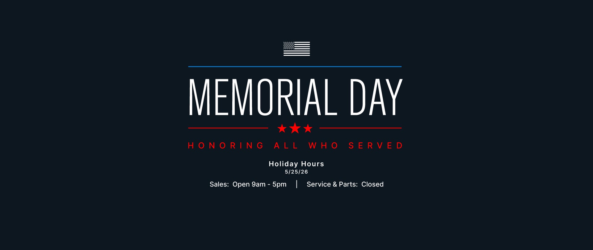 Memorial Day Hours